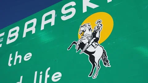 Nebraska Border Sign Stock Footage 263086659