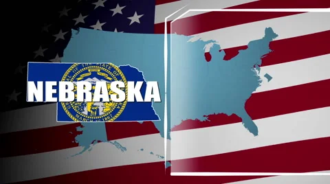 Nebraska Countered Flag and Information Panel Stock Footage 66774416