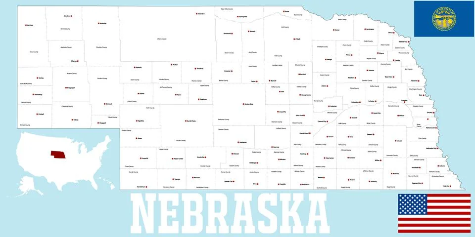 Nebraska County Map Stock Illustration
