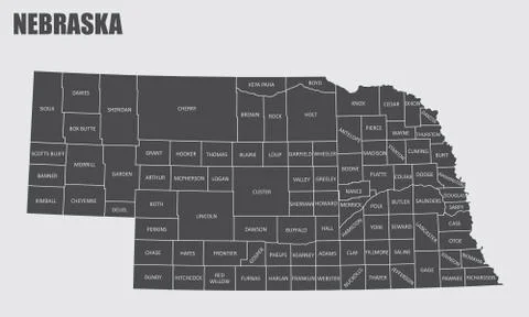 Nebraska County Map Stock Illustration
