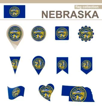 Nebraska Flag Collection Stock Illustration