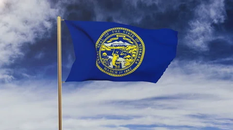 Nebraska flag waving in the wind. Green screen, alpha matte. Loopable animation Video stock 48173904