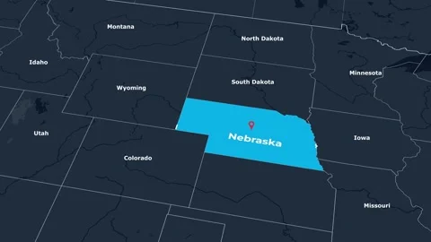 Nebraska Map Animation Locator Zoom 4K Motion Graphic Stock Footage 342421394