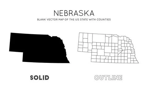 Nebraska map. Blank vector map of the Us State with counties. Borders of Ne.. Foto stock