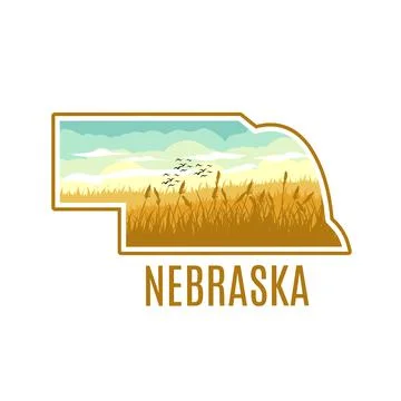 Nebraska Map Border with Prairie Illustrazione stock