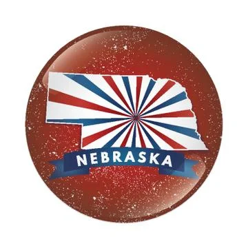 Nebraska map button 스톡 일러스트
