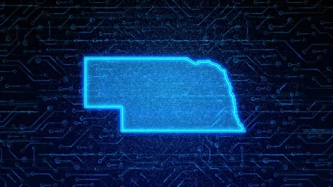 Nebraska Map Digital Technology Opener 스톡 동영상 335475807