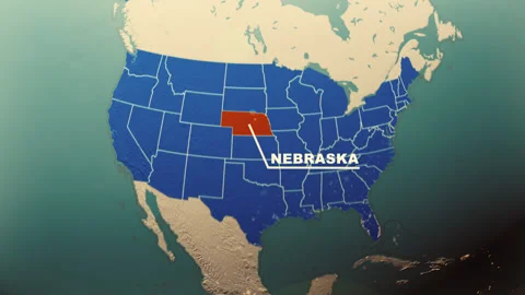 Nebraska Map Highlight USA 3D Political Globe Animation Stock-Footage 313680140