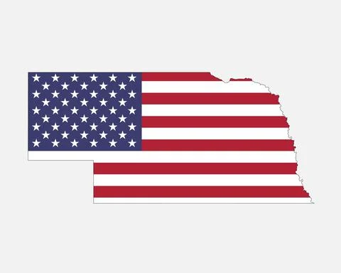 Nebraska Map USA Flag Stock Illustration