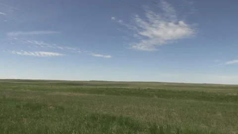 Nebraska Plains Pan Left to Right with Telephone Poles Stock Footage 201437109