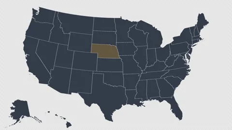 Nebraska Pulsing on US Election Map Animation Seamless Loop Alpha Channel 4K 스톡 동영상 341308670