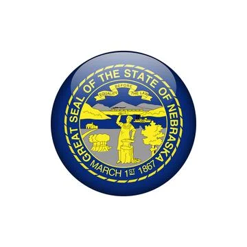 Nebraska Round Circle Button Flag of the US States Vector Template Stock Illustration