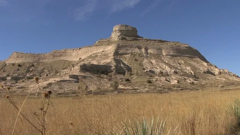 Nebraska Scotts Bluff landscape Stock Footage 129190135
