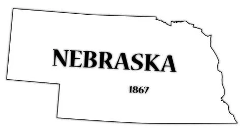 Nebraska State and Date Stock Illustration