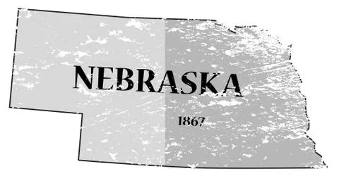 Nebraska State and Date Map Grunged Stock Illustration