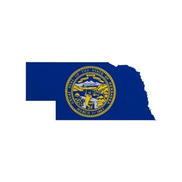Nebraska State Flag Map Stock Illustration