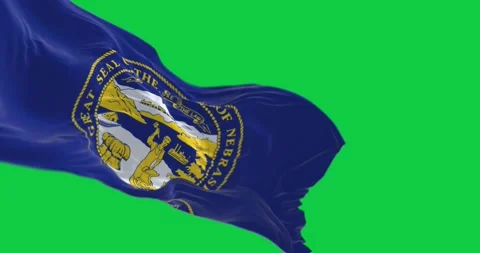 Nebraska state flag waving in the wind on green screen Stock Footage 253613003