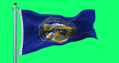 Nebraska state flag waving in the wind isolated on green background Stock-Footage 283090399