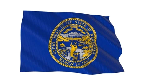 Nebraska state flag waving in the wind Video stock 343902307