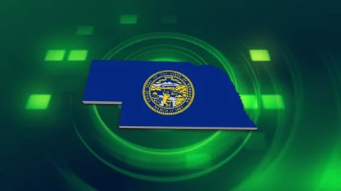 Nebraska State Map and Flag Background Stockbeeldmateriaal 344648480