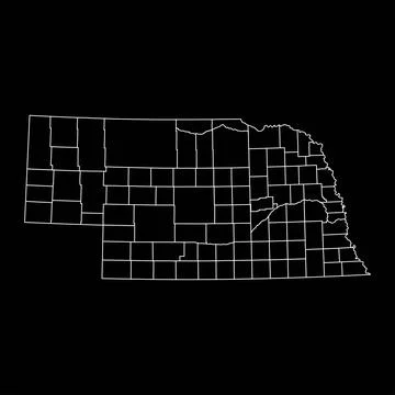 Nebraska state map with counties. Vector illustration. Stock Illustration