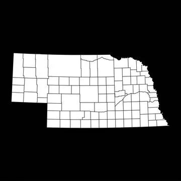 Nebraska state map with counties. Vector illustration. Stock Illustration