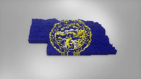 Nebraska State Map with Flag Intro Background Stock Footage 315166204