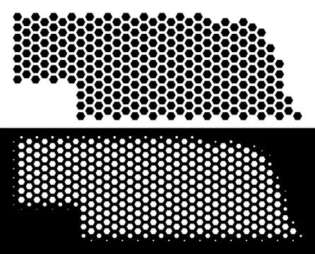 Nebraska State Map Hexagonal Scheme Ilustração Stock
