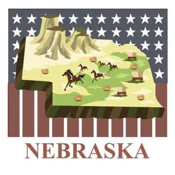 Nebraska state map Stock Illustration