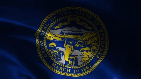 Nebraska State Waving Flag. Flag of Nebraska Waving Animation. Stock Footage 263839239