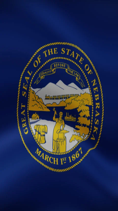 Nebraska State Waving Flag in Vertical Orientation – Realistic Loop Animation Stock Footage 294949104