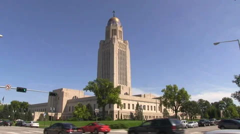 Nebraska Statehouse With Traffic Stock Footage 65265299
