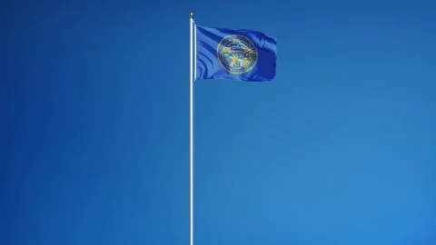 Nebraska (U.S. state) flag in slow motion seamlessly looped with alpha Stock Footage 70145819