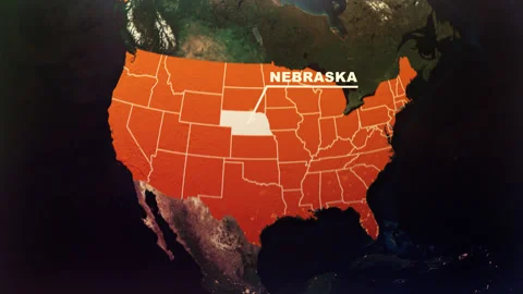 Nebraska US State Satellite Map Animation V1 Stock Footage 303798446