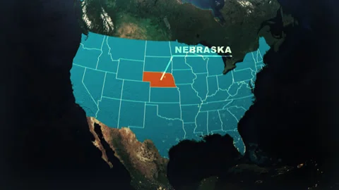 Nebraska US State Satellite Map Animation V2 Stock Footage 310314395