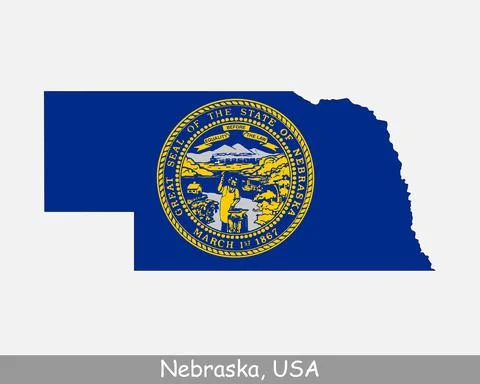 Nebraska USA Map Flag Stock Illustration