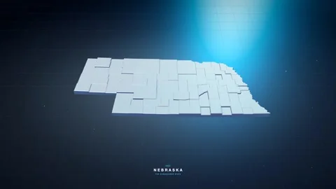 Nebraska USA state map with glowing tech digital network style Stock Footage 340614087