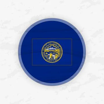 Nebraskan Flag in a Circular Emblem Design, Abstract Round Sticker Illustra.. イラスト素材