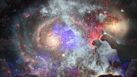 Nebula and galaxy in space. Elements of this image furnished by NASA. Stock Illustration