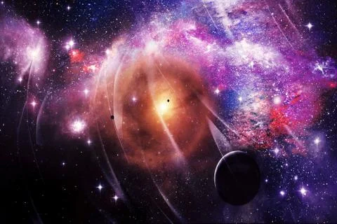 Nebula and galaxy in space. Elements of this image furnished by NASA. Stock Illustration