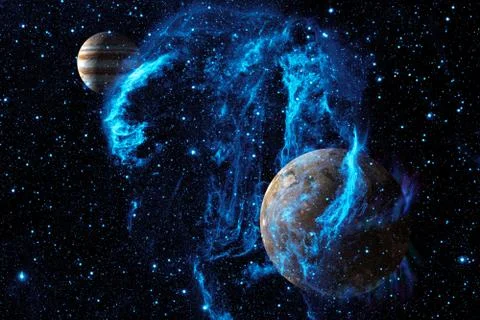 Nebula and planets in outer space. Elements of this image furnished by NASA 스톡 일러스트