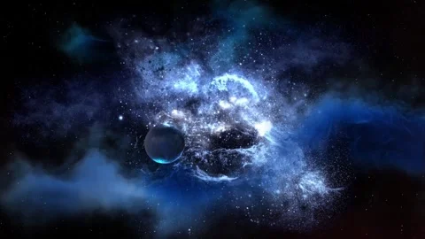 Nebula Blue galaxy planet 2 Stock Footage 270036702