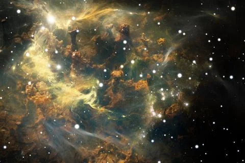 Nebula. cloud of gas and dust blocks the light of distant stars. Illustrazione stock
