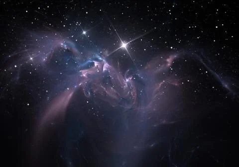 Nebula. Cloud of gas and dust blocks the light of distant stars. Illustrazione stock