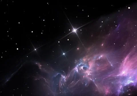 Nebula. Cloud of gas and dust blocks the light of distant stars. Stock Illustration