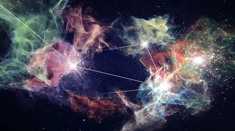 Nebula Constellations - Flying In Space with Galaxies and Bright Stars Loop Stock Footage