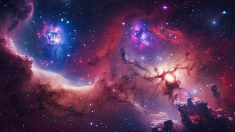 Nebula drifting in big space 4k Stock Footage 236391901