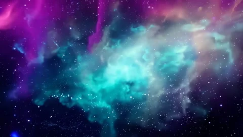 Nebula evolving and changing colors, from purple to turquoise and light blue Stock Footage 310598149