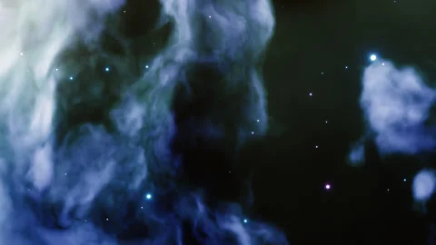 Nebula gas cloud in space. blue gas nebula. fly in nebulous clouds Stock Footage 303854481