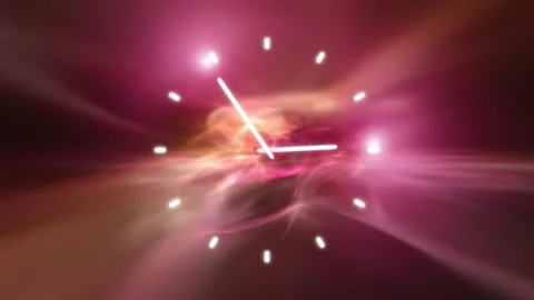 Nebula light with looping analog time clock animation Stock Footage 340587520
